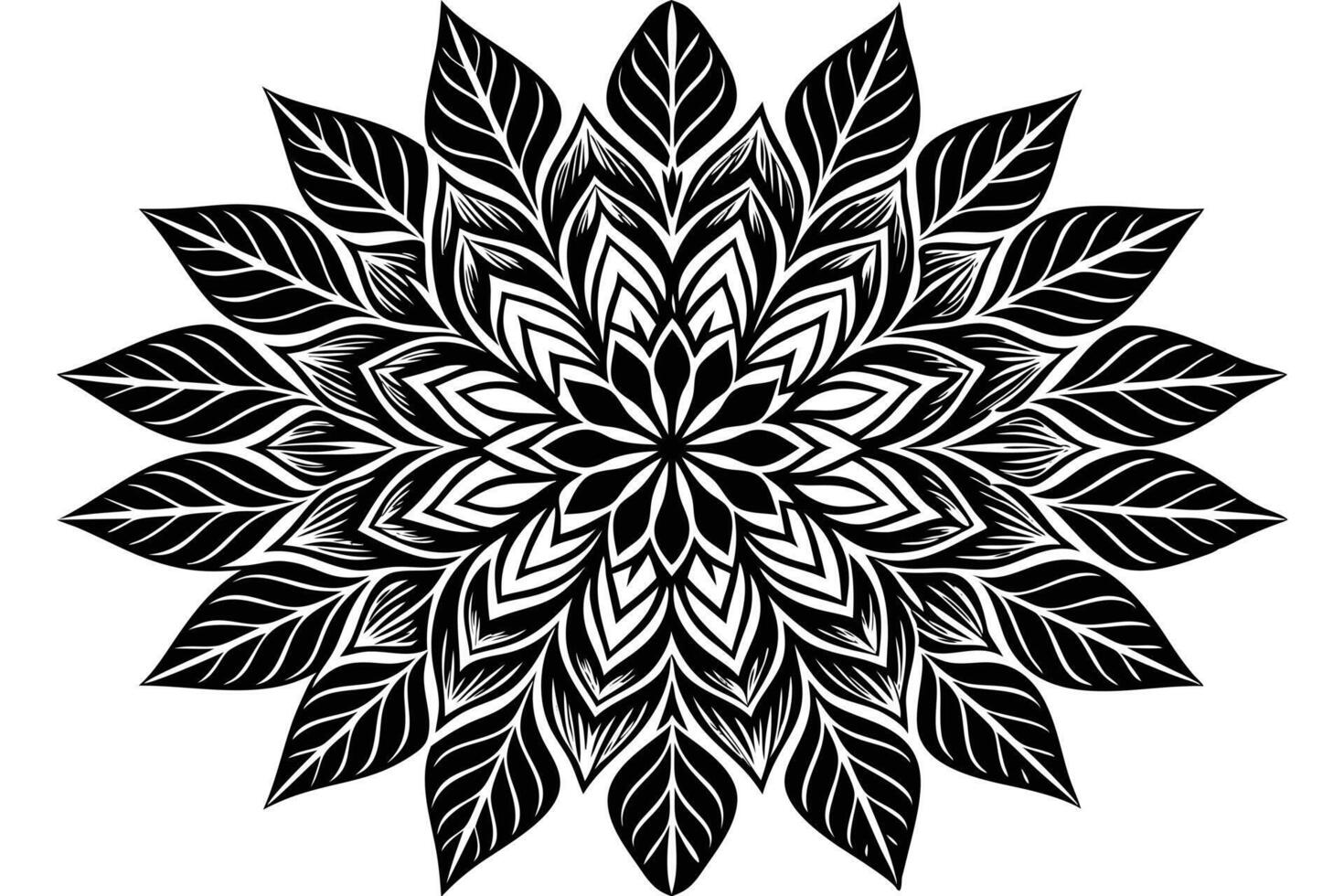 Intricate Black and White Mandala Design for Coloring or Decoration vector