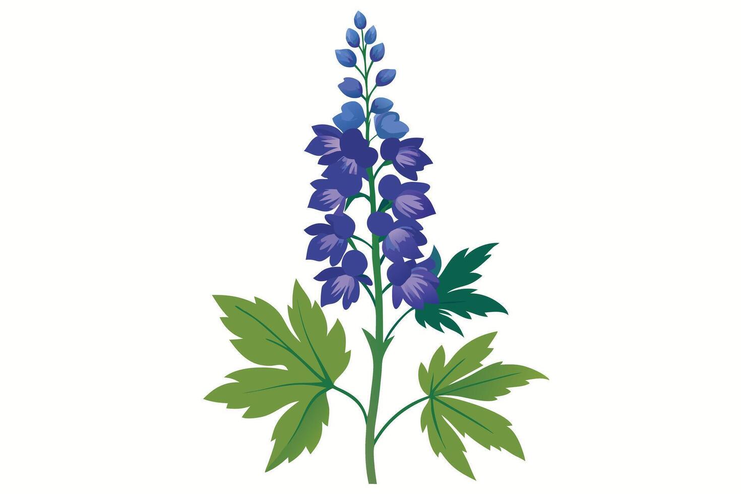 Vibrant purple delphinium flower illustration. vector