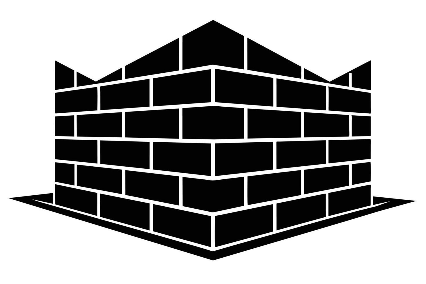 A simple black and white illustration of a brick wall structure. vector