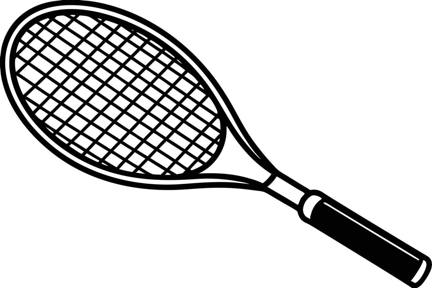 A black and white tennis racket graphic. vector