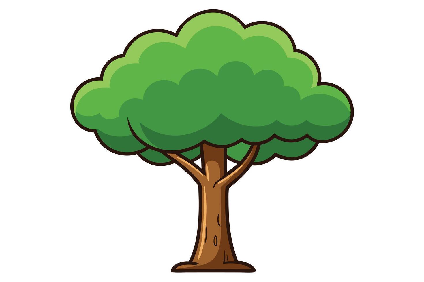 Cartoon illustration of a vibrant green tree. vector