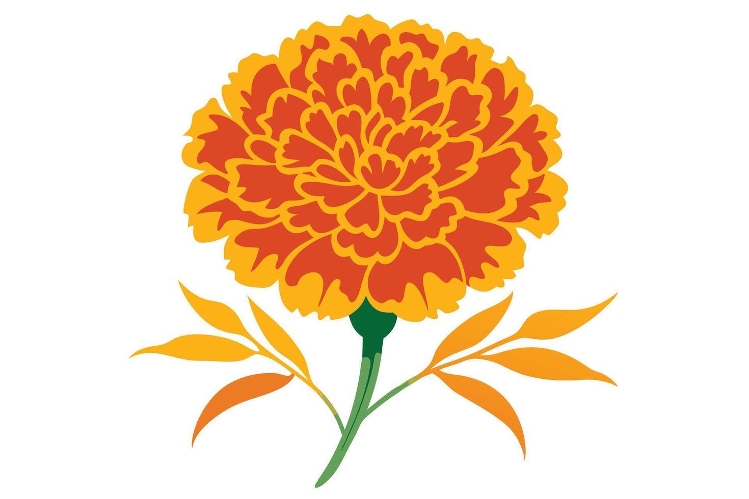 A vibrant Orange Marigold Illustration, Perfect for Floral Designs vector