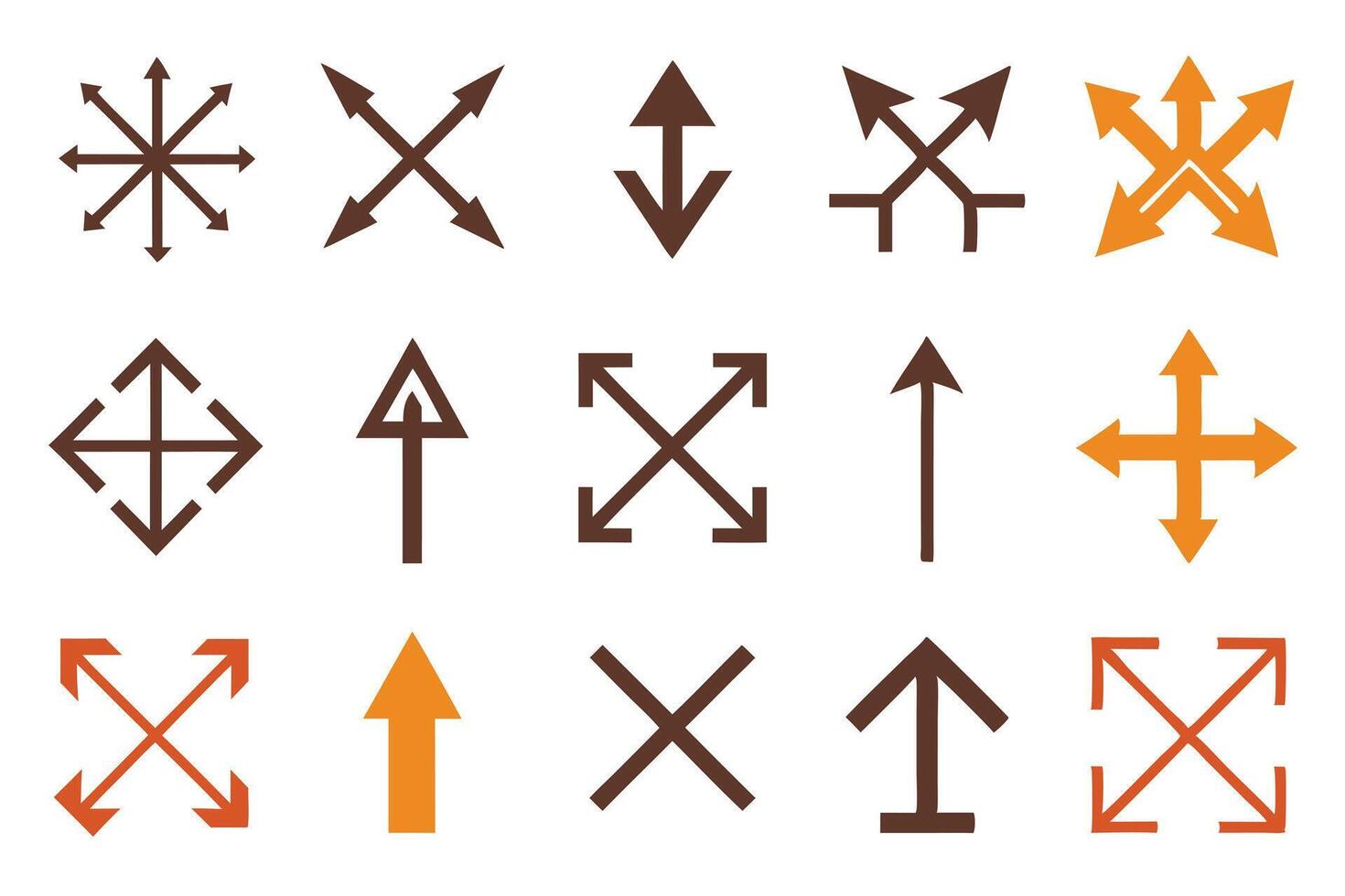 Collection of directional arrow icons in various directions and styles. vector