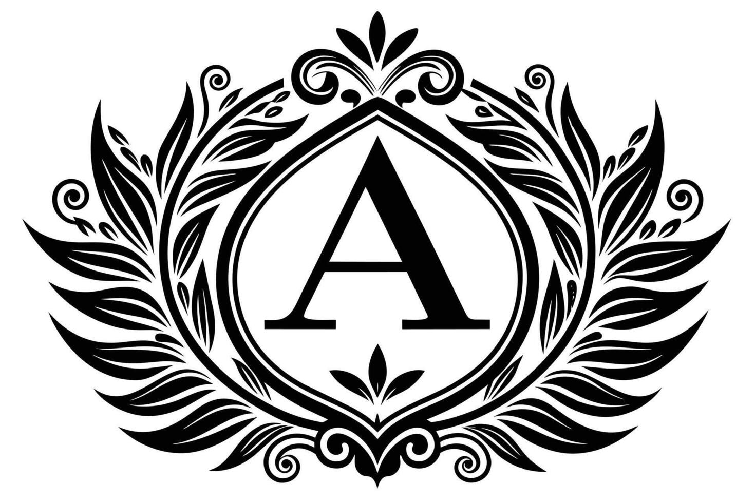 Elegant Monogram A Design with Ornate Floral Frame vector
