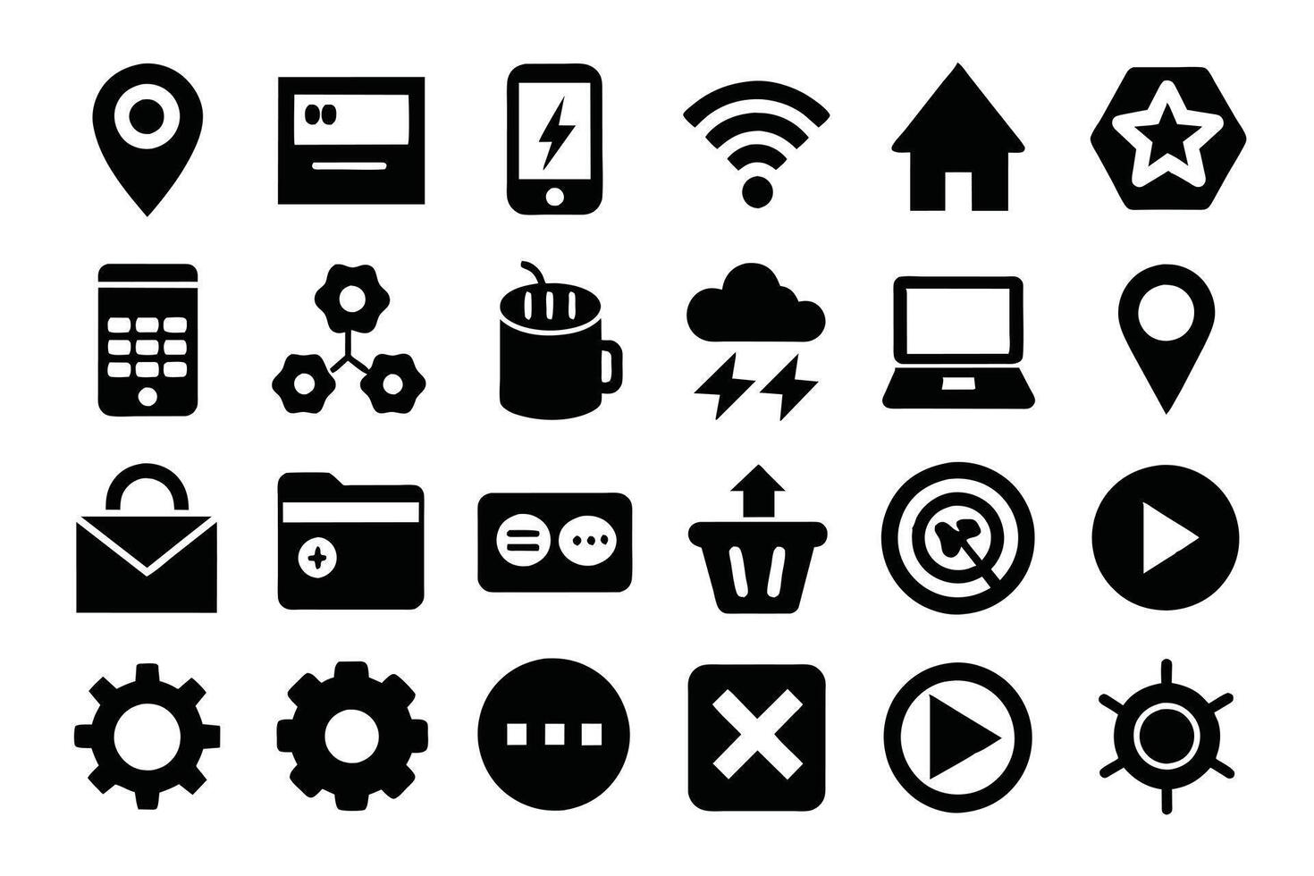 Flat Black Icon Set for Technology and Web Design vector
