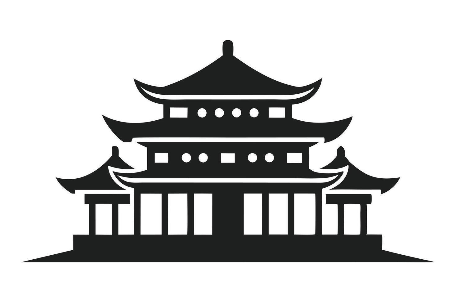 A Elegant Silhouette of a Traditional Chinese Pagoda vector
