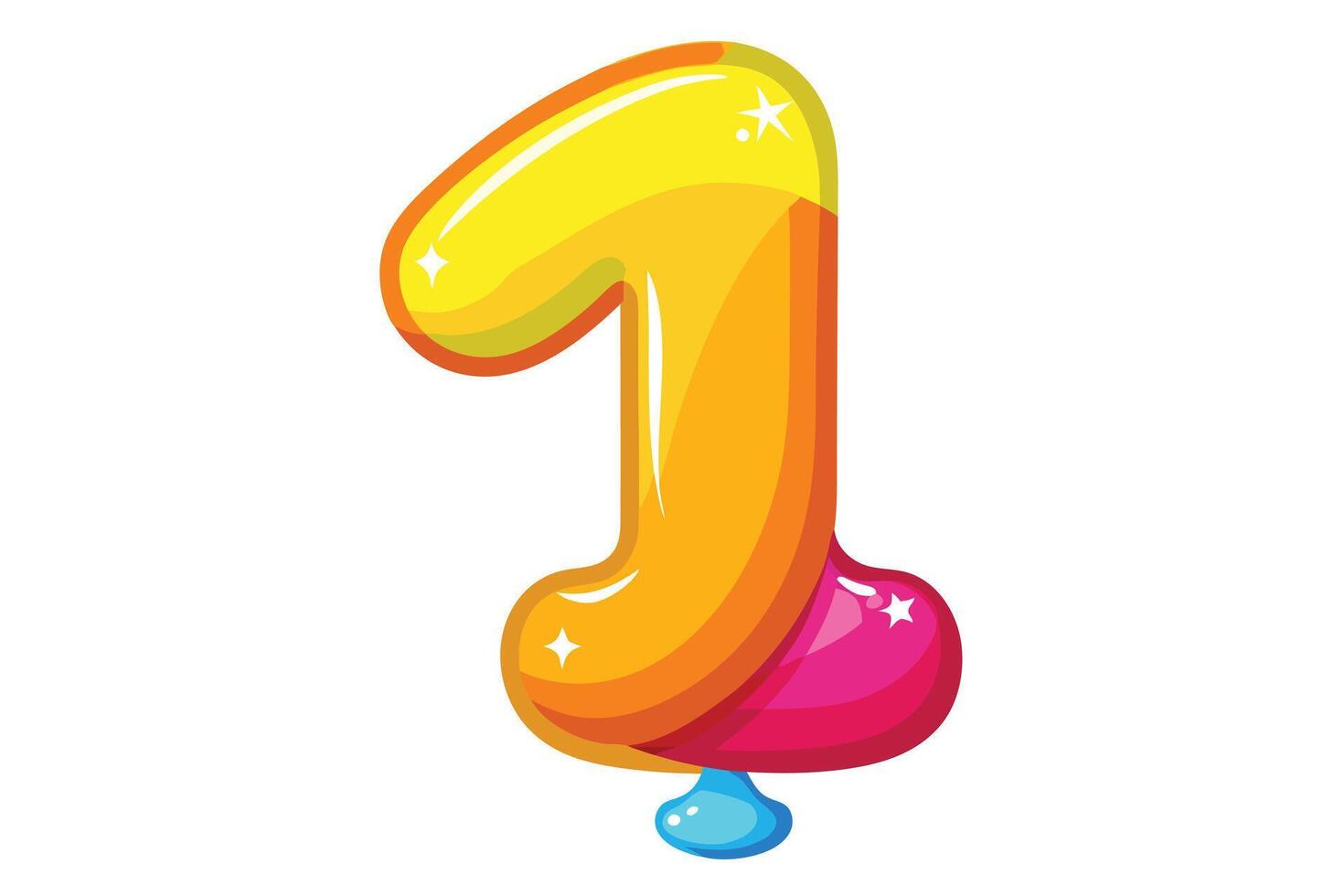 Vibrant cartoon number one balloon graphic for party decorations. vector