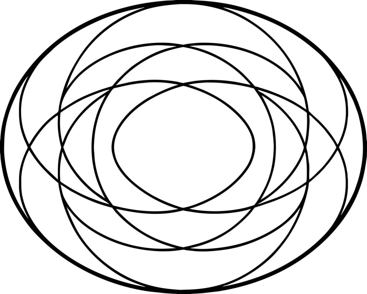 Abstract black and white design with concentric circles and flowing lines vector