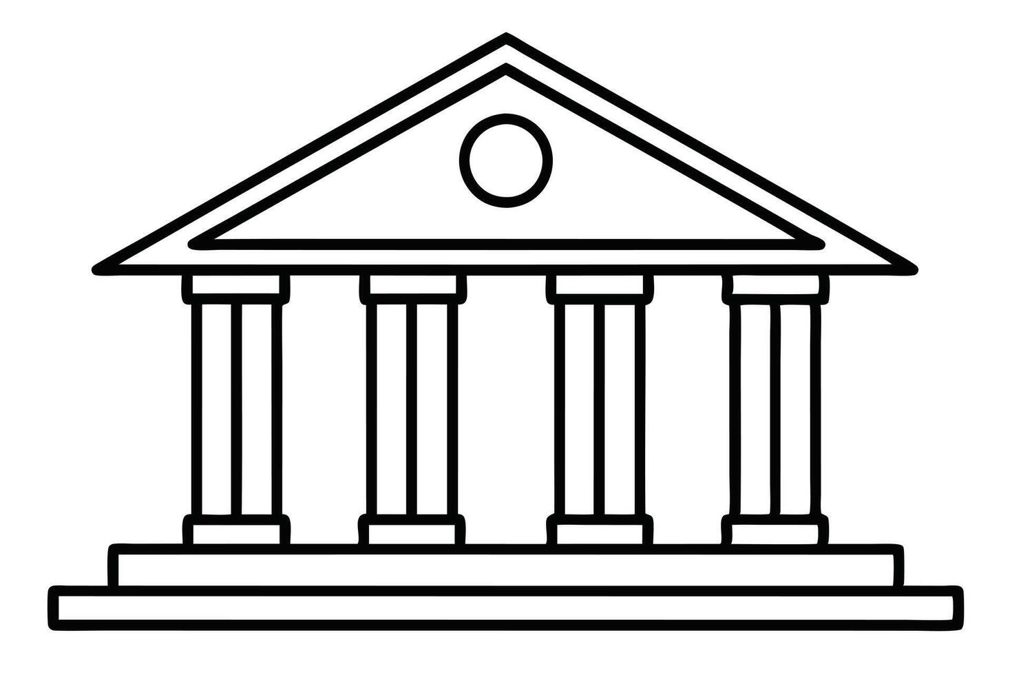 A black and white illustration of a classical style building. vector