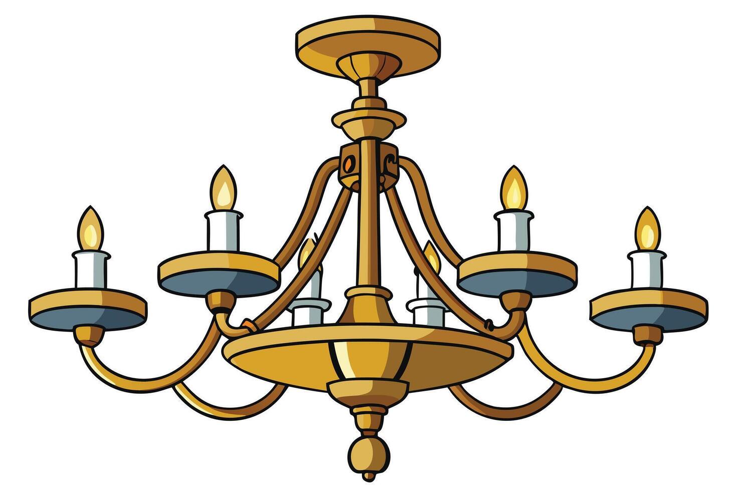 A gold chandelier with candle lights. vector