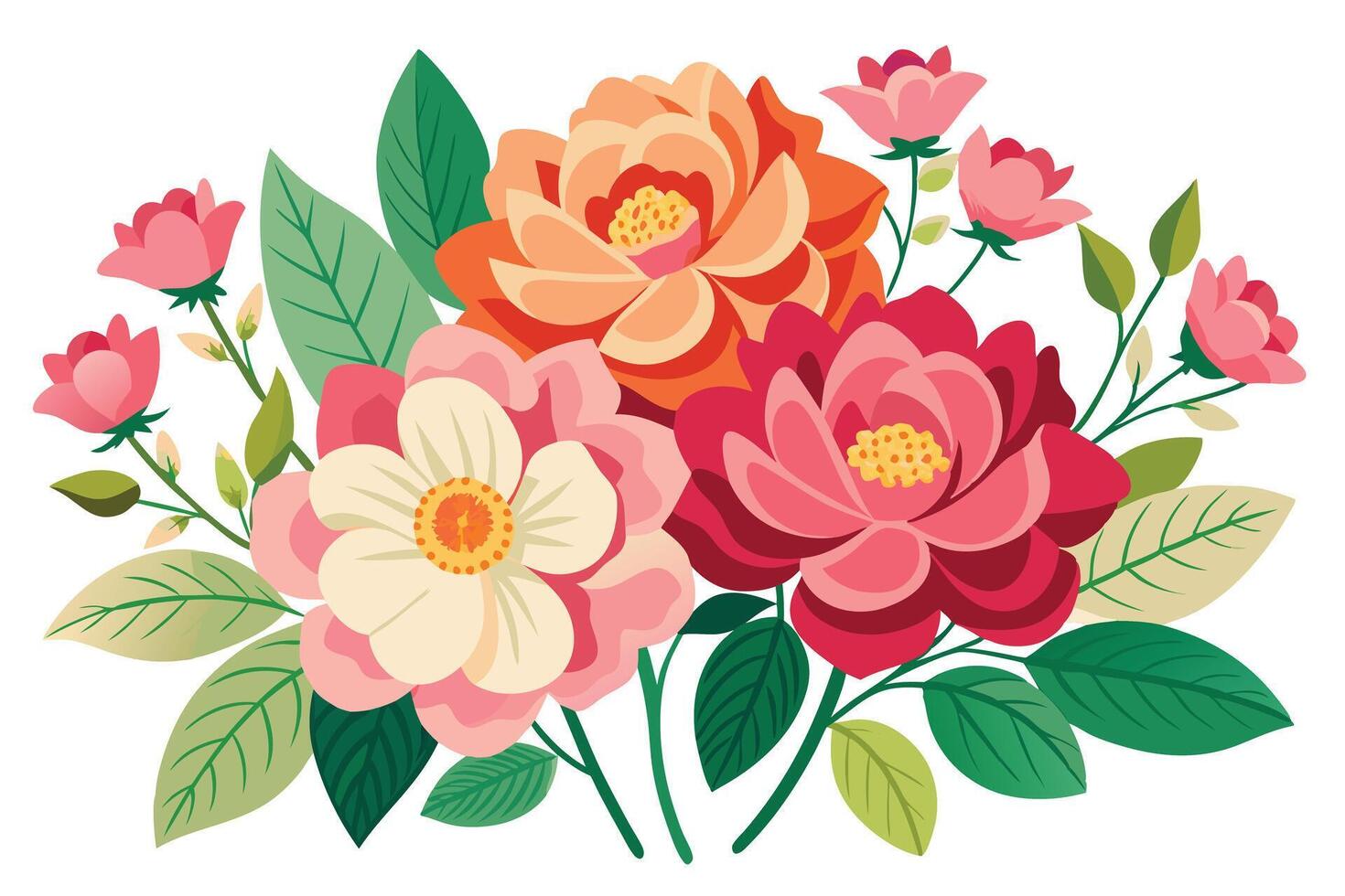 Vibrant Floral Bouquet Design for Spring or Holiday Decor vector