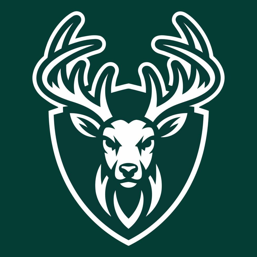 Deer Wildlife Emblem with Antlered Deer Head vector