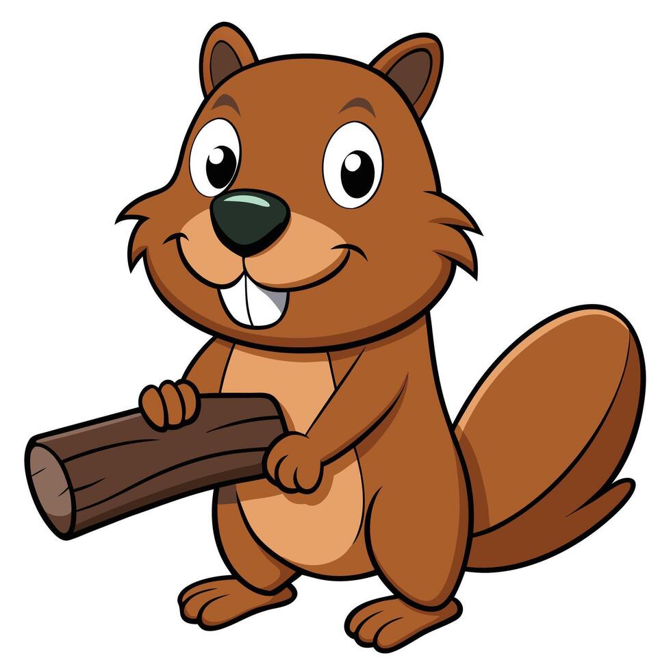 Happy beaver mascot character illustration vector