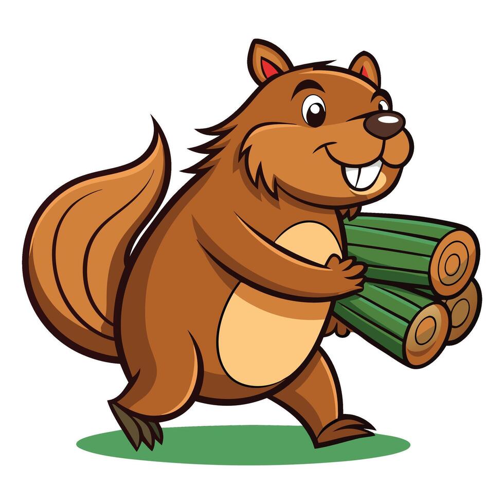 Friendly woodland beaver character clipart vector