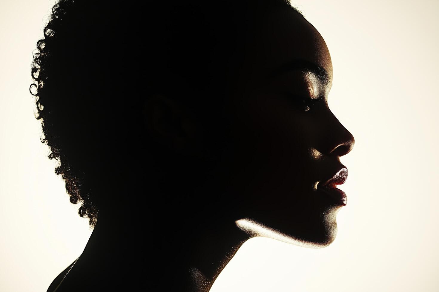 Profile Silhouette of a Woman Against a Light Background Highlighting Her Features and Curves photo