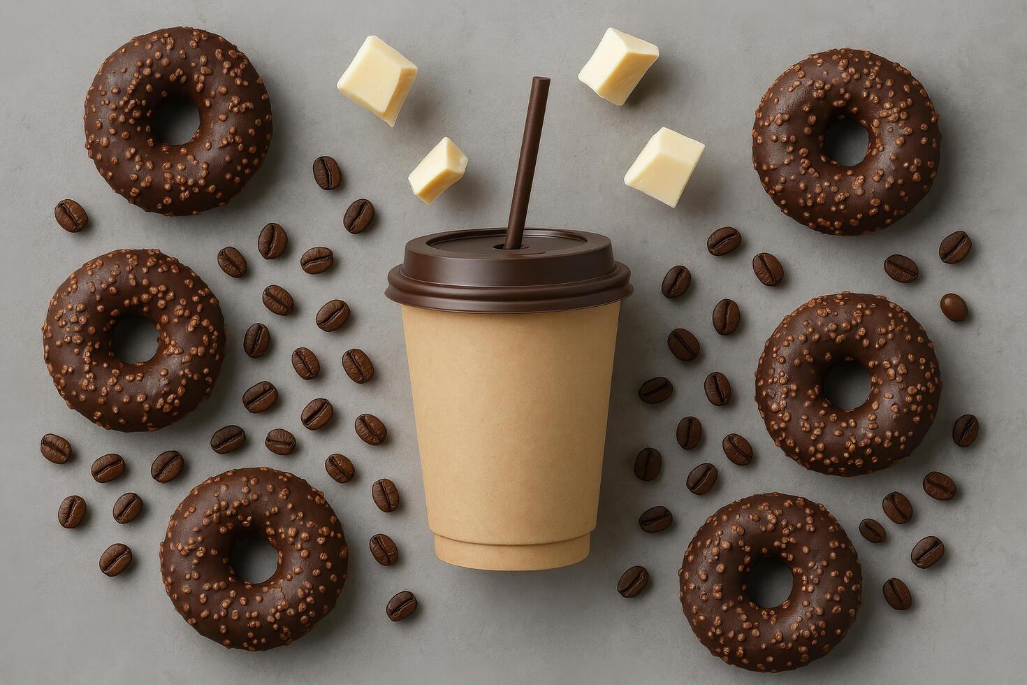 Delightful Chocolate Donuts and Coffee Create a Perfect Snack Moment in a Cozy Setting photo