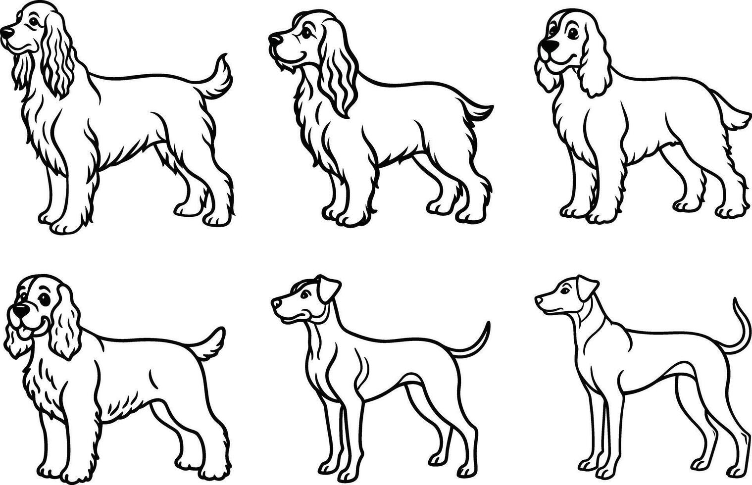 dog breeds coloring pages vector