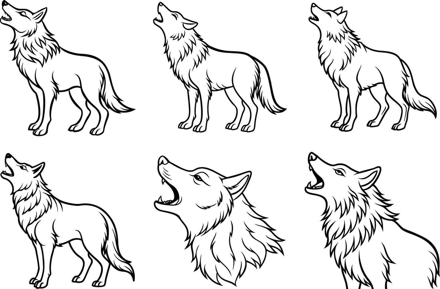 howling wolf illustration vector