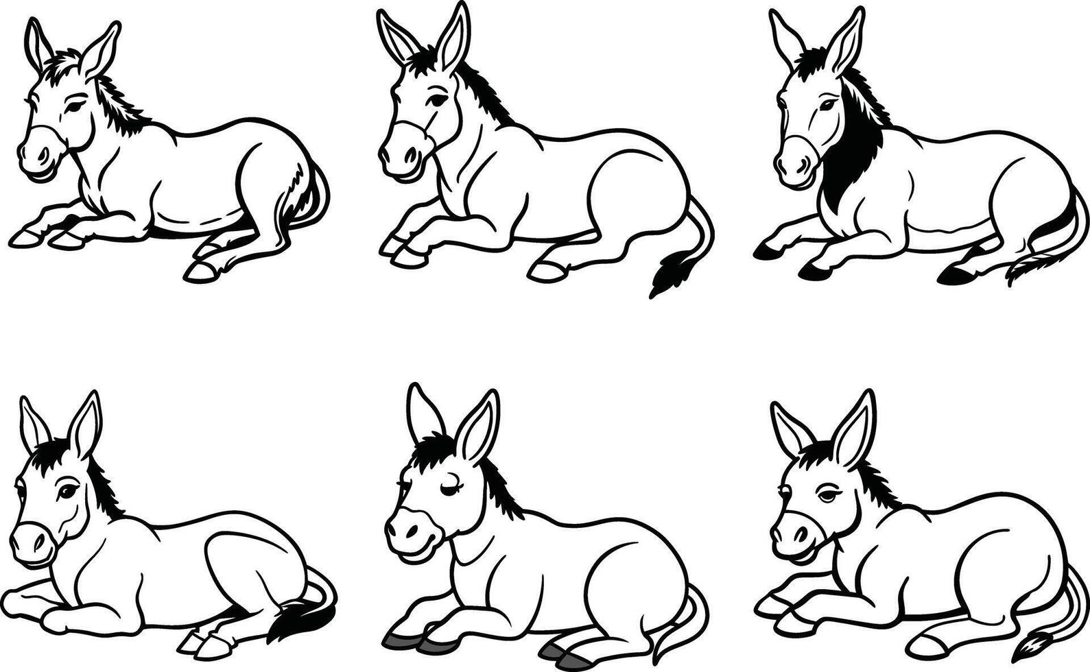 a donkey is shown in different positions vector