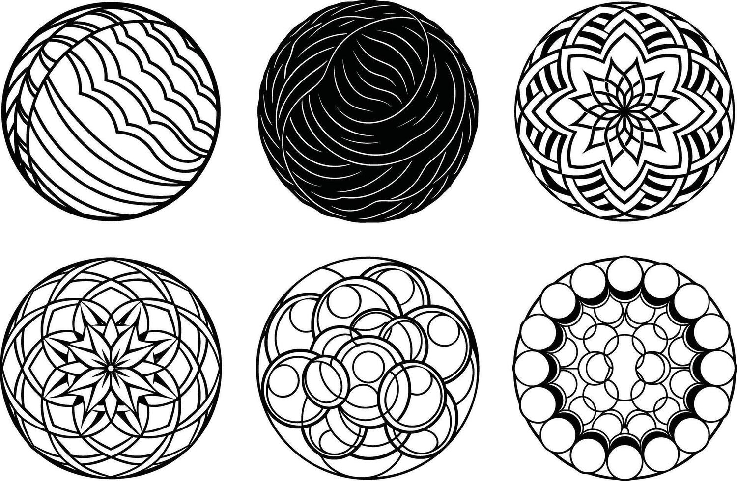 Abstract Circle Doodles and Texture Elements Set vector