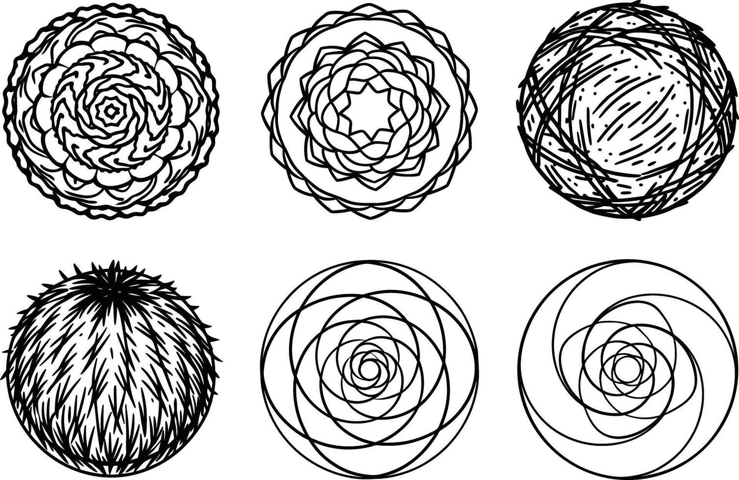 Doodle Texture Pack with Circular Hand Drawn Shapes vector