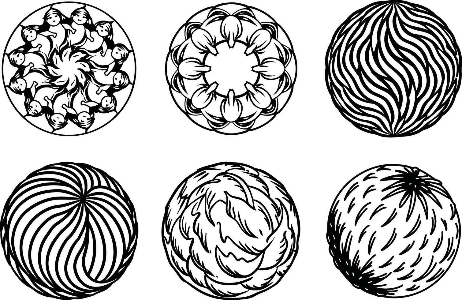 Doodle Style Round Shapes and Textures Pack vector