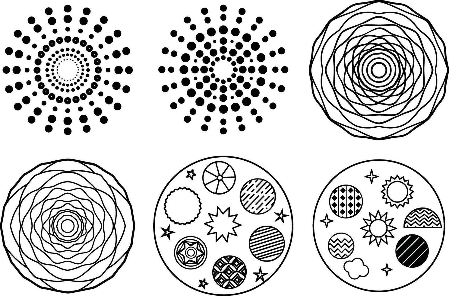 Isolated Round Scribbles and Doodle Textures vector