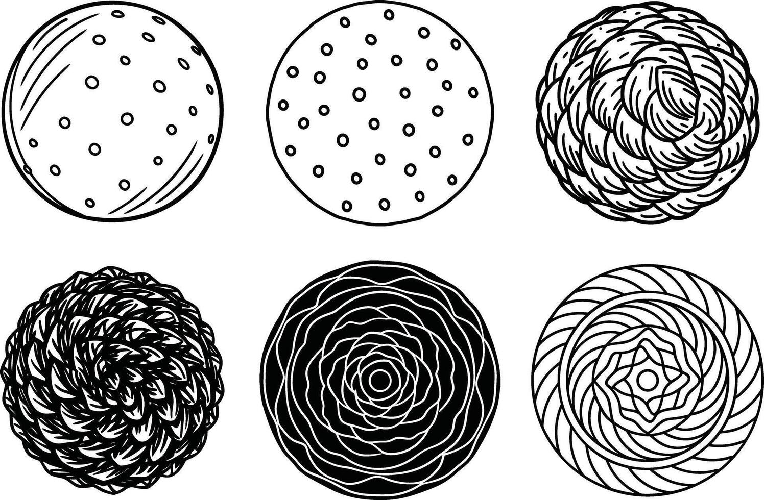 Set of Circular Hand Drawn Textures and Scribbles vector