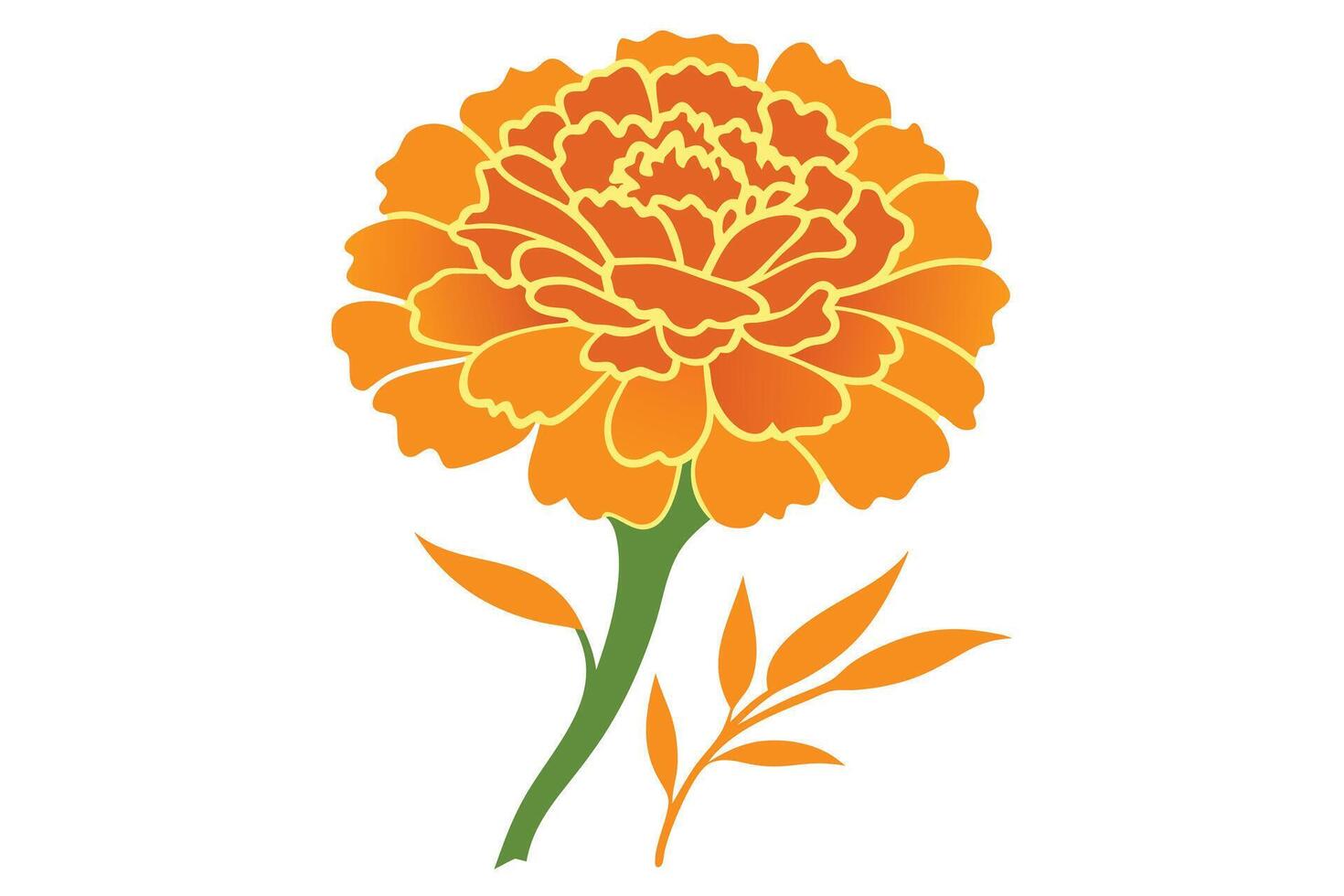 A elegant black and white silhouette of a marigold flower. vector