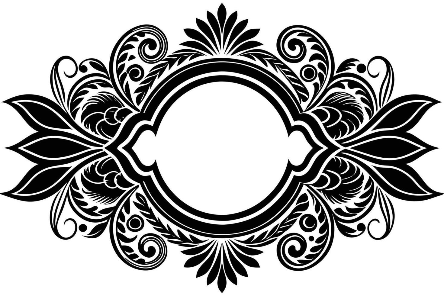 Ornate Black and White Floral Frame Design vector