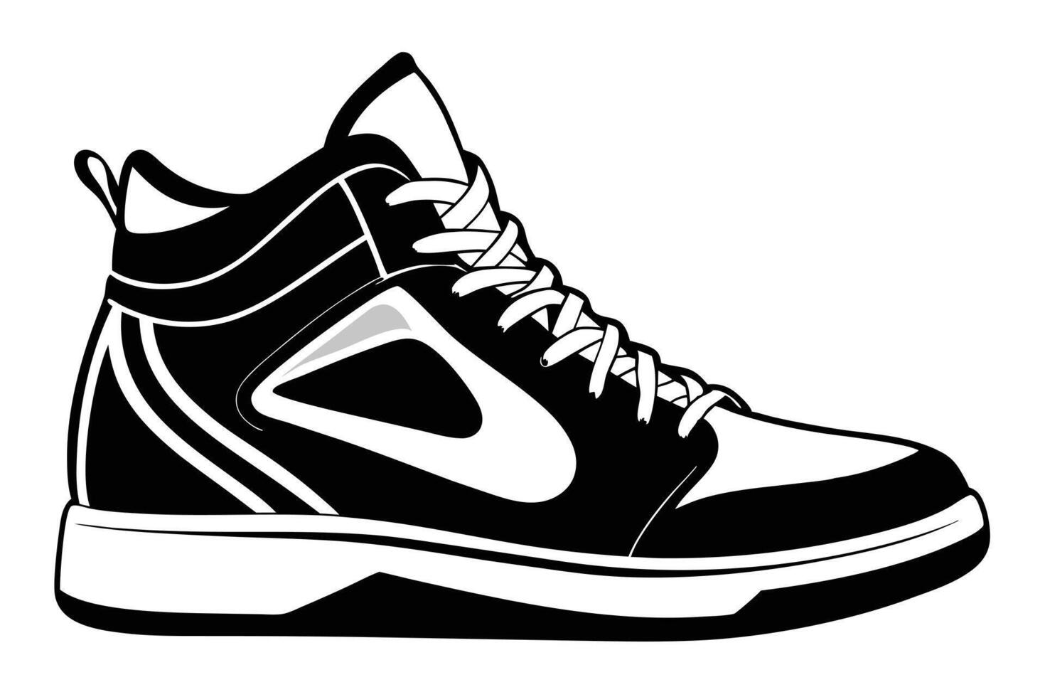 Stylish Black and White High-Top Sneaker Illustration vector