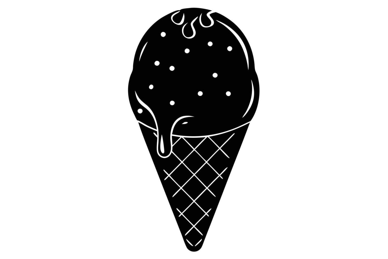 A simple black ice cream cone graphic vector