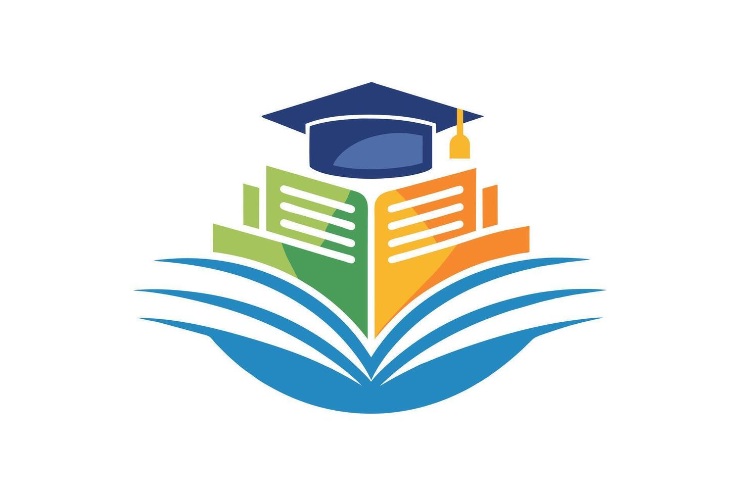 Educational Institution Logo Featuring Graduation Cap and Books vector