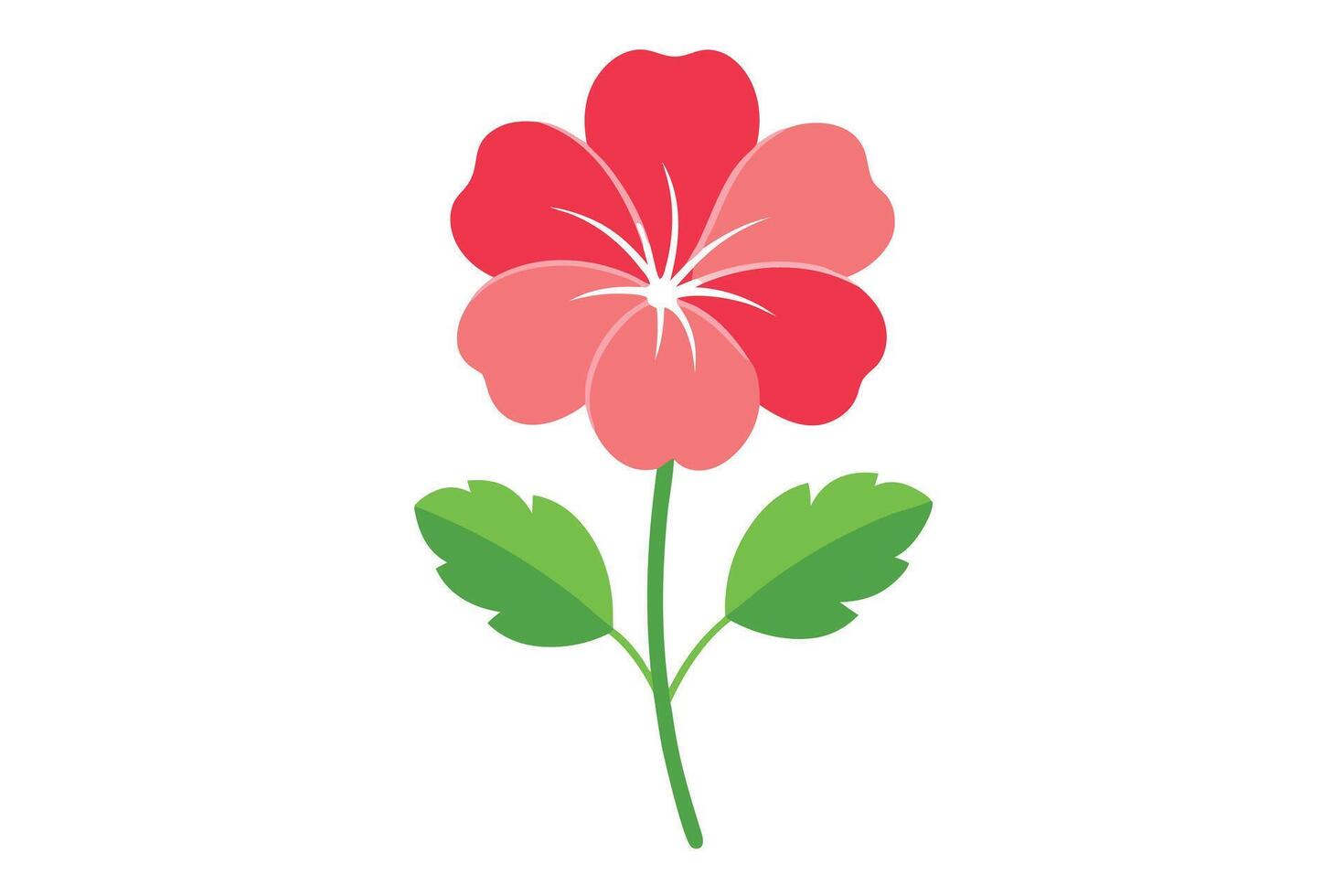 A vibrant Red Flower with Green Leaves Illustration vector