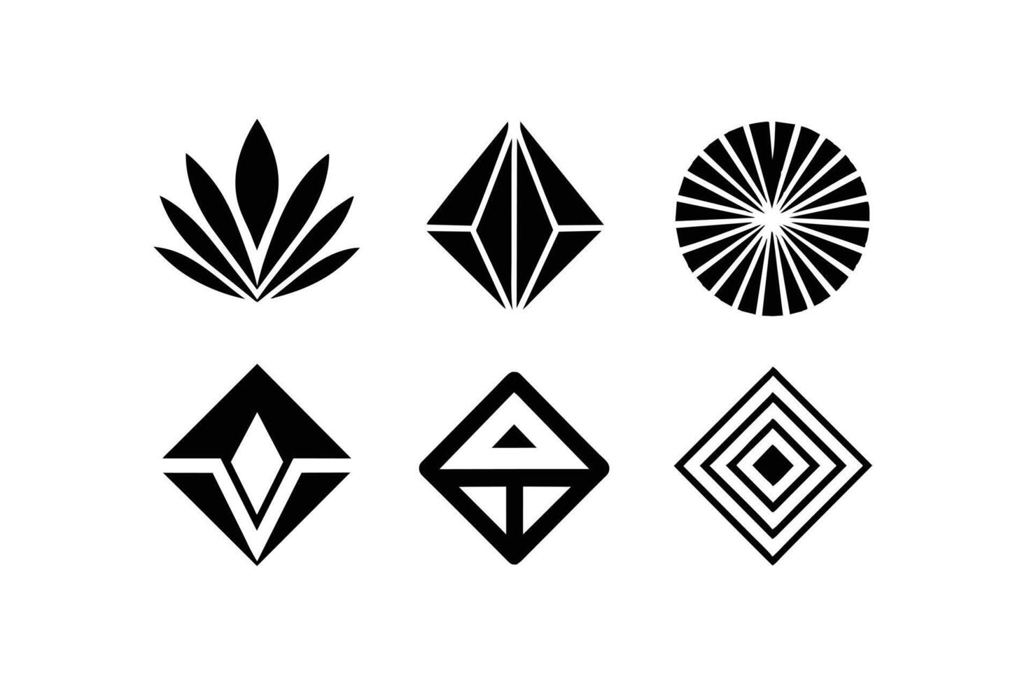 Set of Nine Abstract Geometric Logos vector
