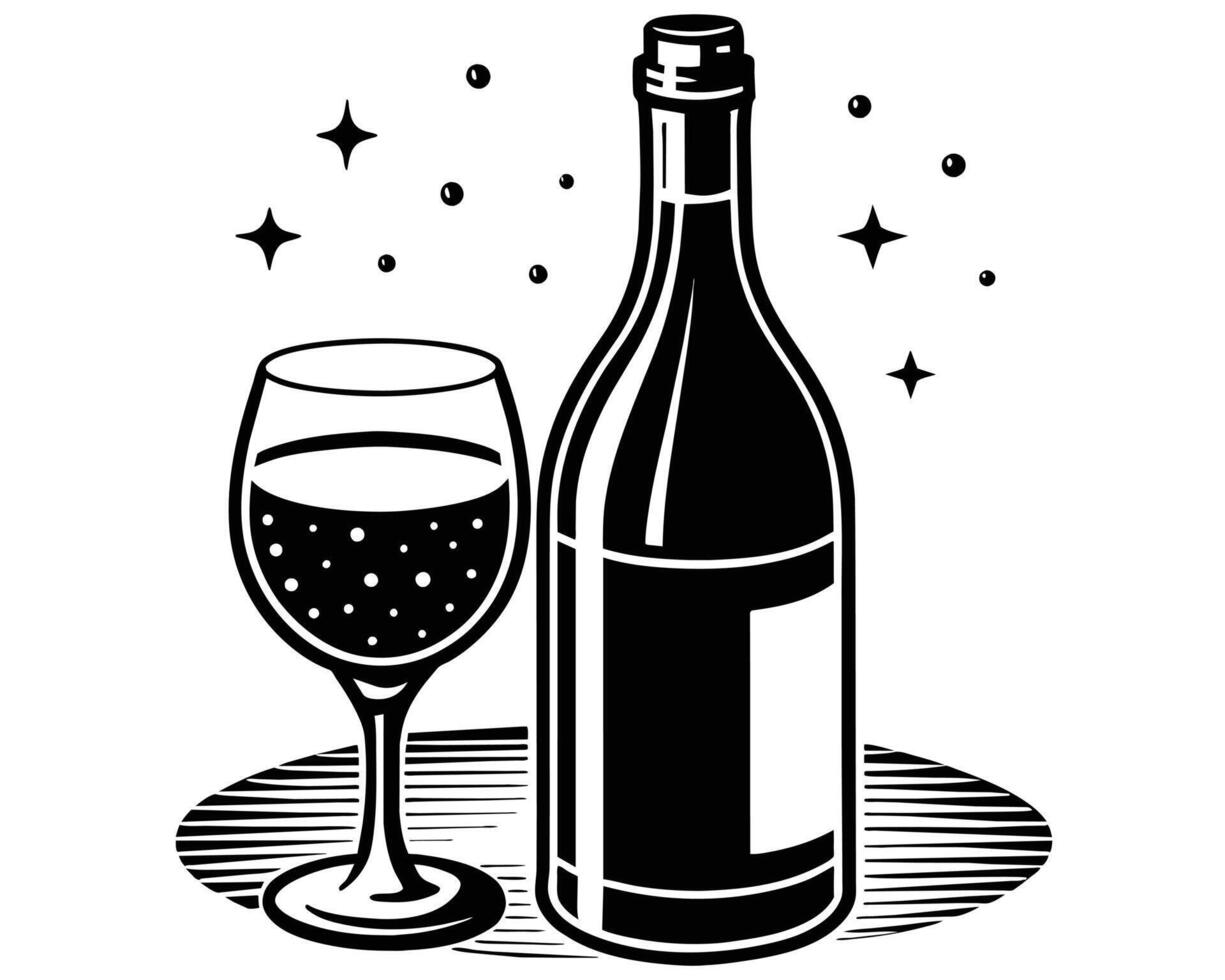 Wine Bottle and Glass with Grapes - Perfect for Wine Lovers vector
