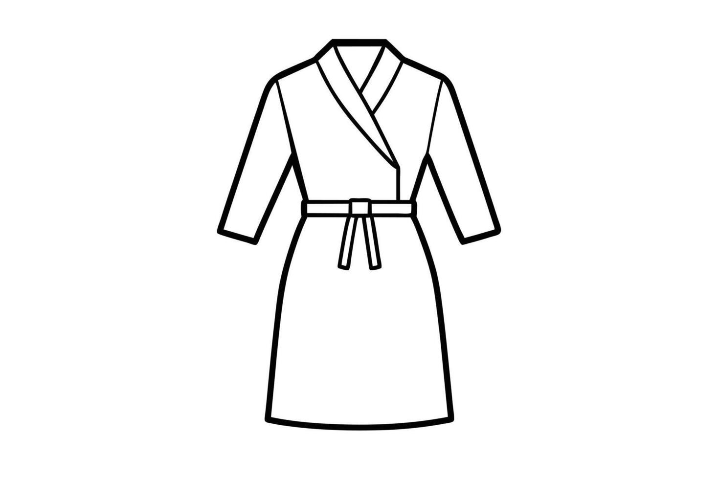 A Elegant outline drawing of a classic wrap robe. vector