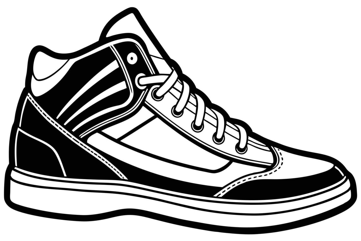 A stylish Black and White High-Top Sneaker Illustration vector