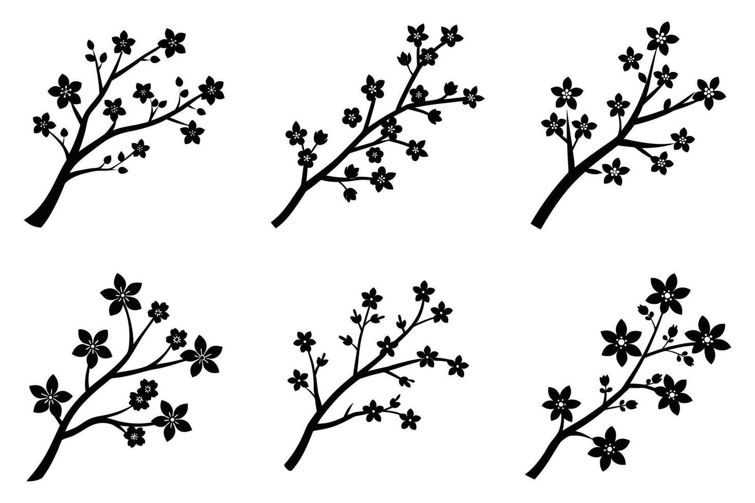 A black and White Cherry Blossom Branches vector