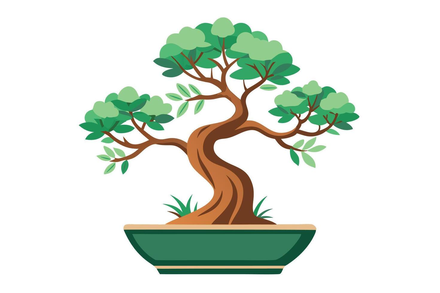 Vibrant Bonsai Tree in Pot, Perfect for Nature Enthusiasts vector