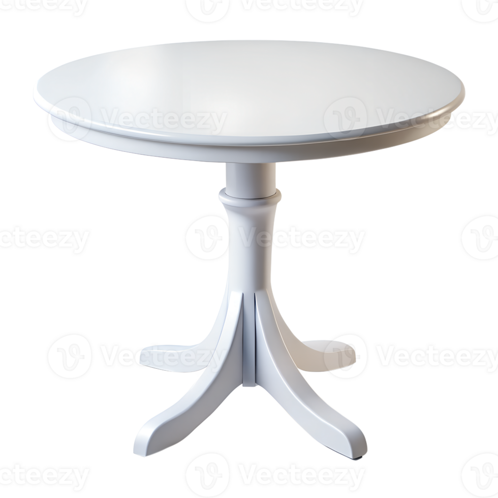 Elegant White Round Pedestal Table for Dining Room Kitchen or Small Space isolated on white or transparent background png