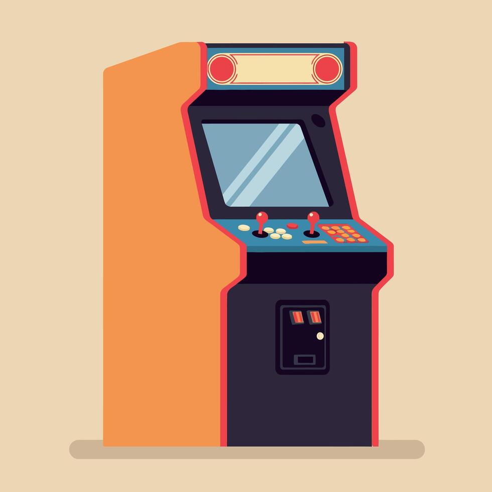 Classic Arcade Machine in Retro Style with Bold Colors and Simple Design in Illustration vector