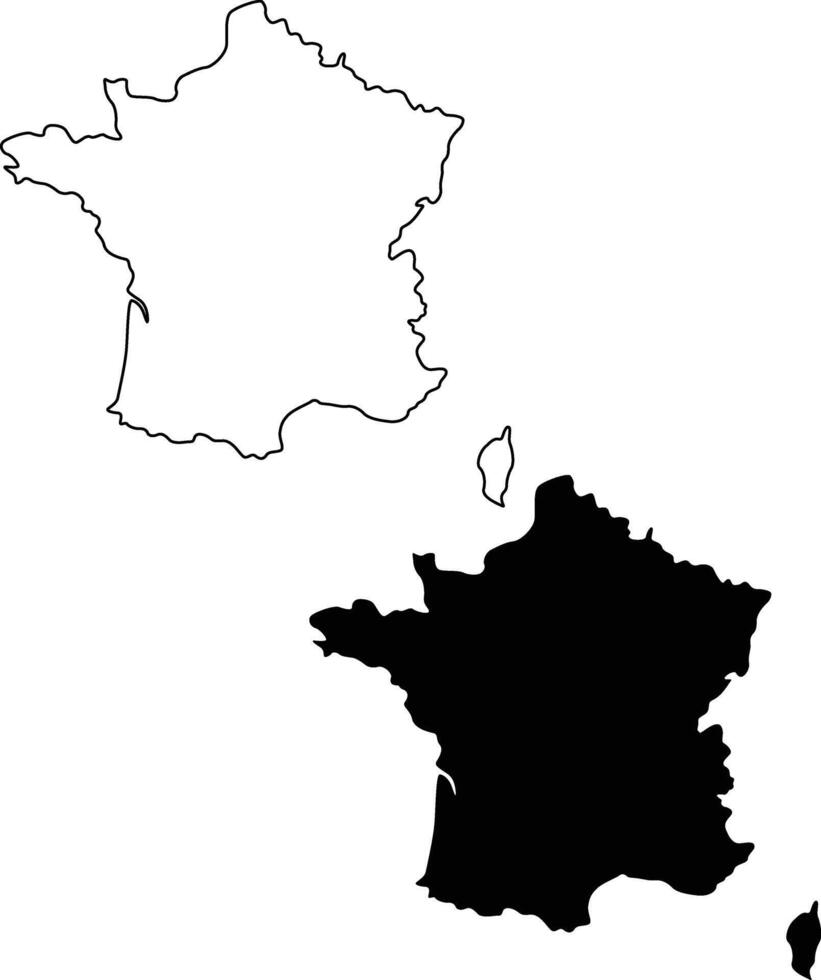France Map Silhouette Flat and Outline Design vector