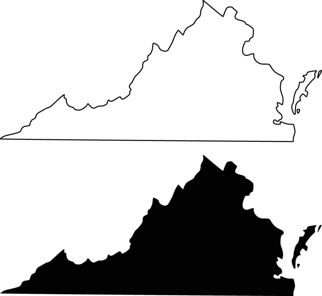 Virginia Map Silhouette Flat and Outline Design vector