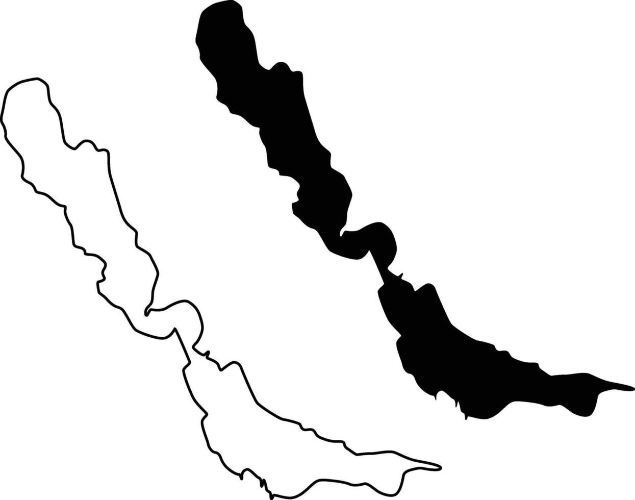 Artistic Chautauqua Lake Map Silhouette from New York State vector