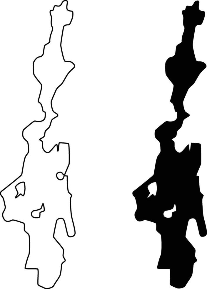 Priest Lake Idaho Map Silhouette Flat and Outline Design vector
