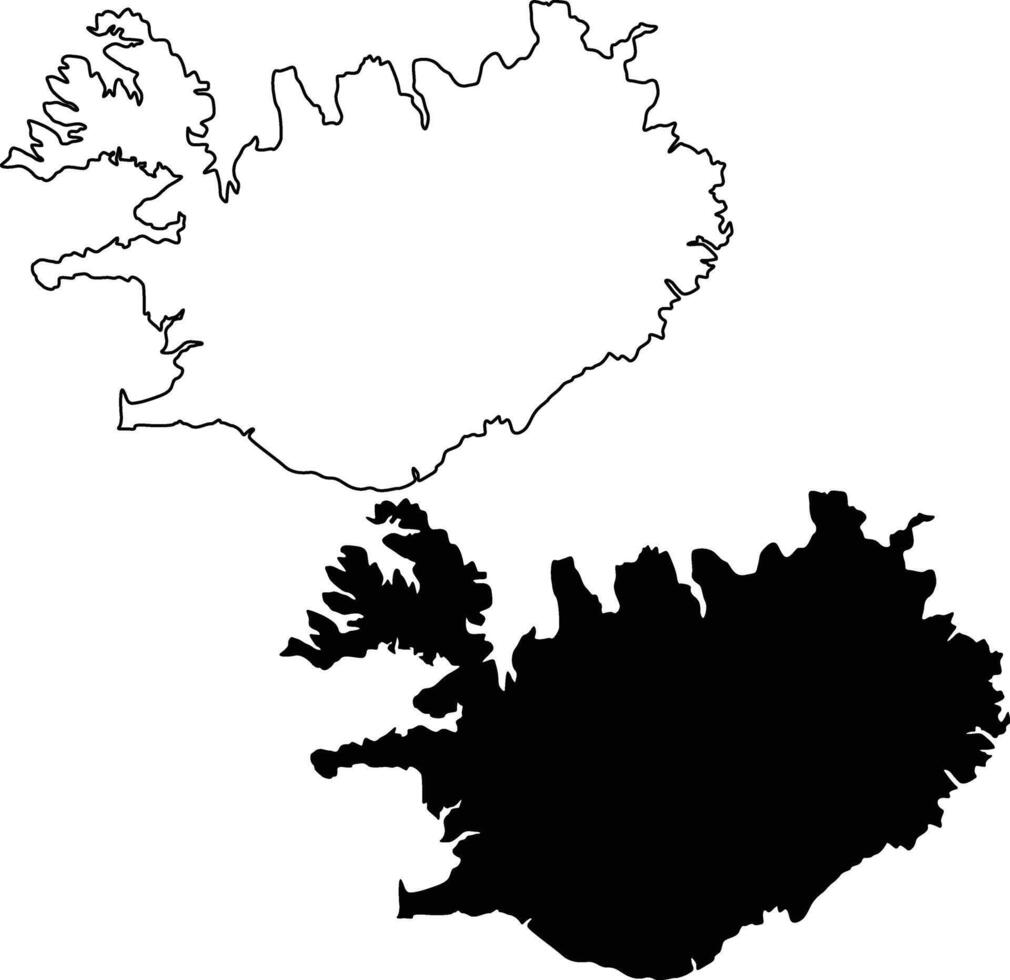 Iceland Map Silhouette Flat and Outline Design vector