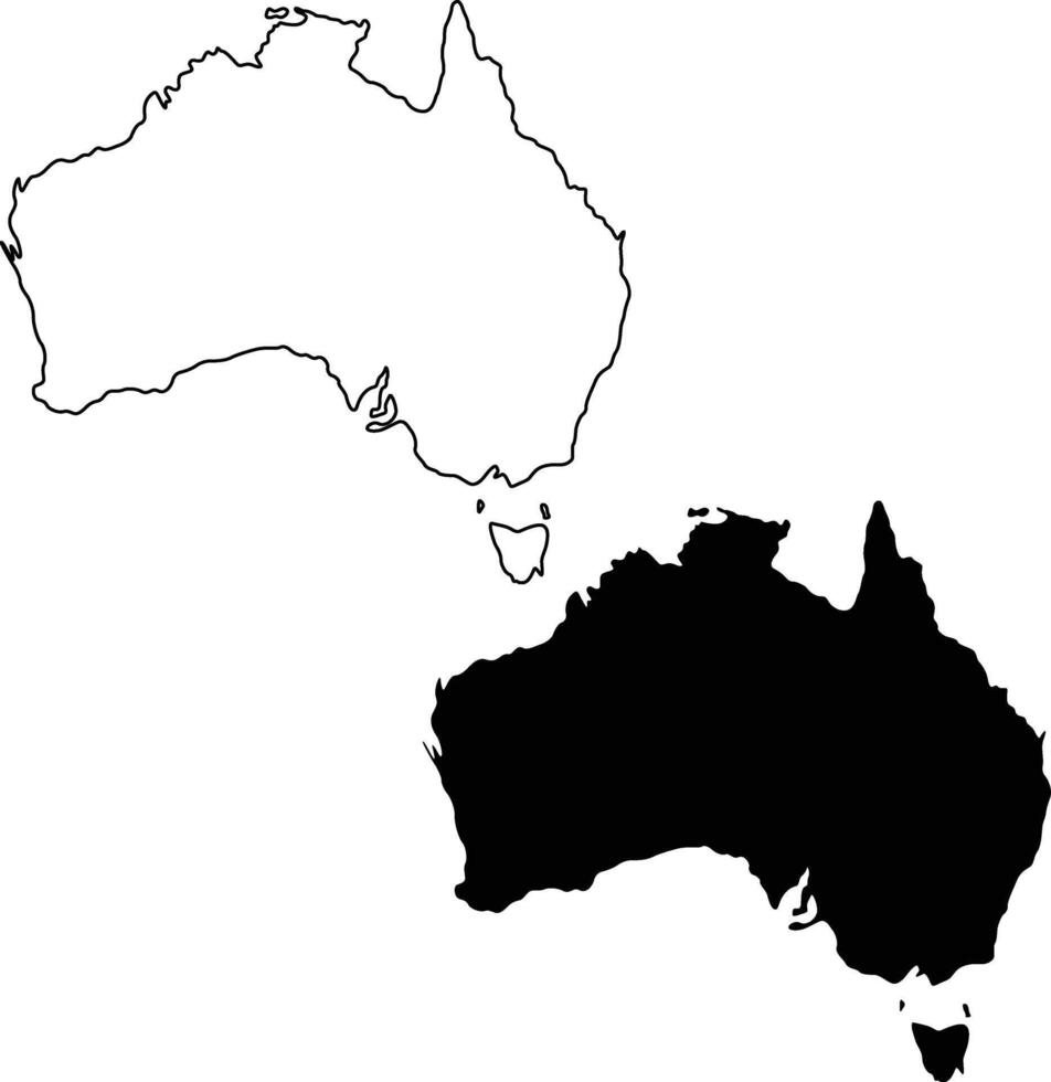 Australia Map Silhouette Flat and Outline Design vector