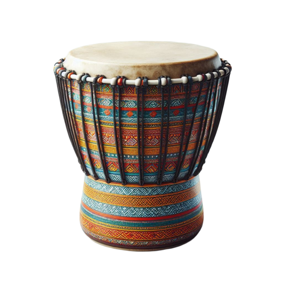 Authentic Handmade Djembe Drum with Rope Tuning png