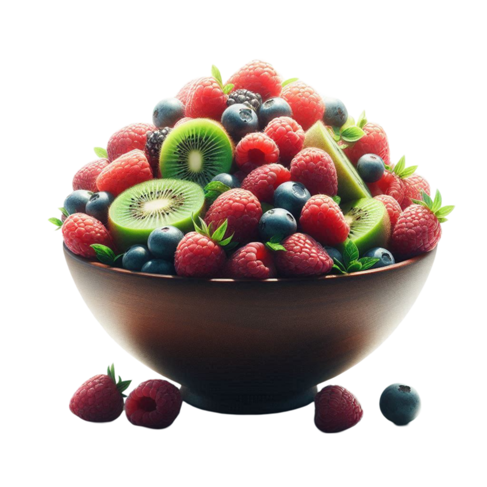 Fresh Berry Bowl with Strawberries and Raspberries png